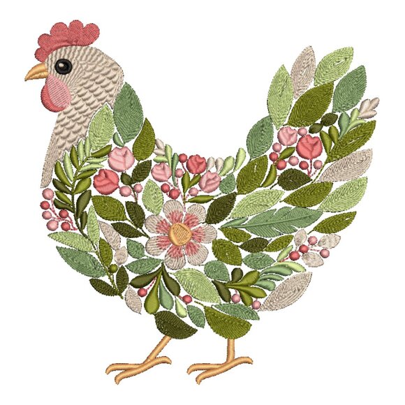 Chicken Sweatshirt Embroidered Floral Hen Adult Unisex Crewneck Sweatshirt Farm - Picture 12 of 12